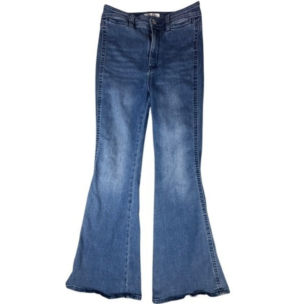 We The Free Jeans Womens 28 Penny Flare High Rise Medium Wash Blue Denim Stretch